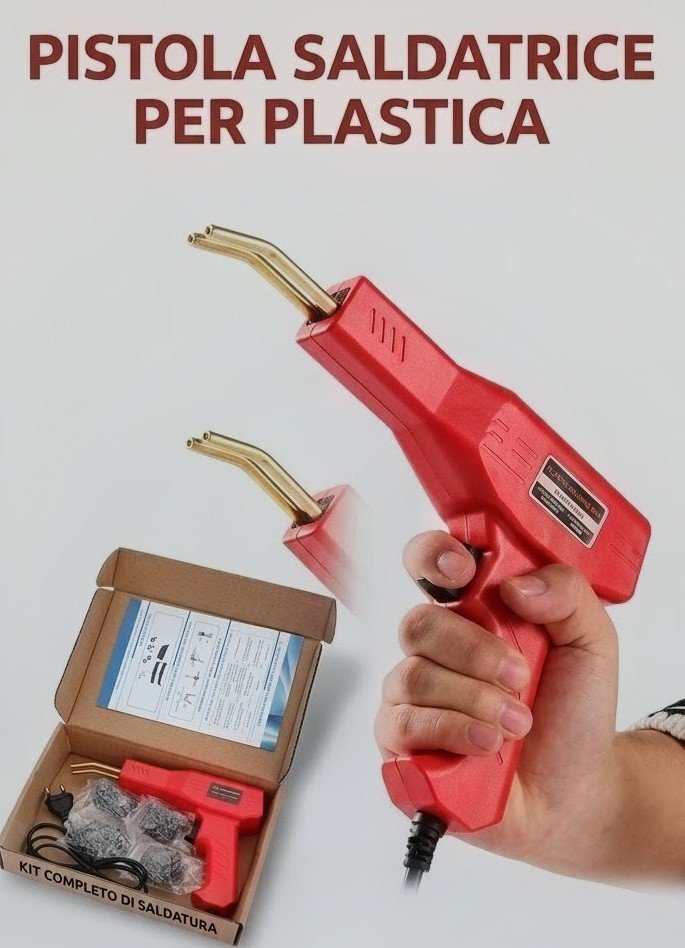 Pistola Saldatrice per Plastica - Kit Completo con 200 Graffette - immagine 2